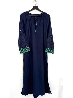 J.Crew Navy Blue Dress with Green Accent